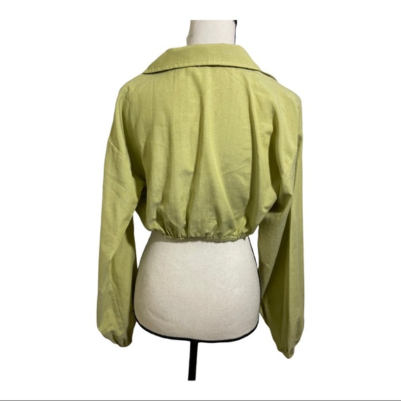 Lelis womens wrap style long sleeve crop shirts light green set size small - Picture 6 of 12